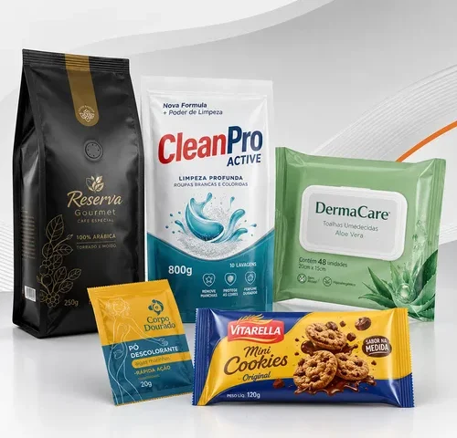 Embalagens laminadas para alimentos em diferentes acabamentos e estruturas.