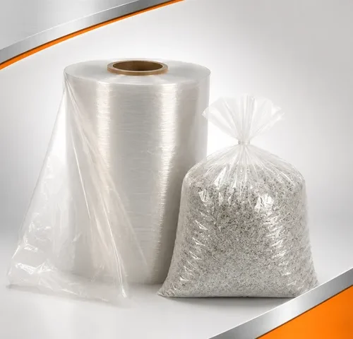 Bobina de filme e saco de polietileno recuperado cristal para embalagens industriais, indicados para proteção, acondicionamento e transporte de produtos | Sandra Embalagens.