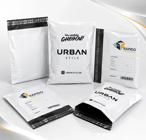 Envelopes de segurança brancos e pretos para e-commerce, lojas virtuais e envios postais.
