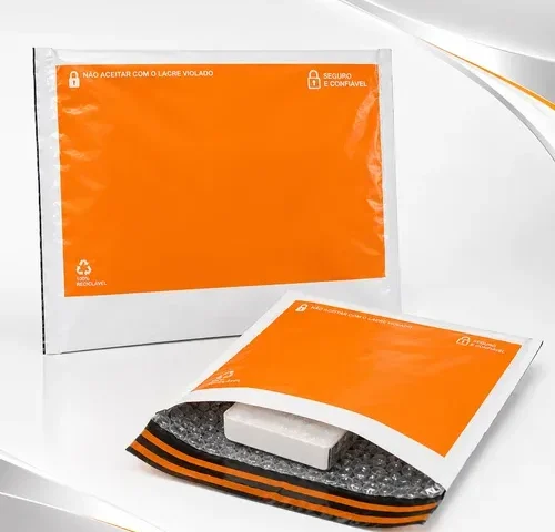 Envelope de segurança com plástico bolha interno e lacre adesivo