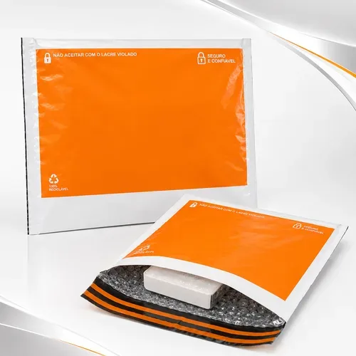 Envelope de segurança com plástico bolha interno e lacre adesivo