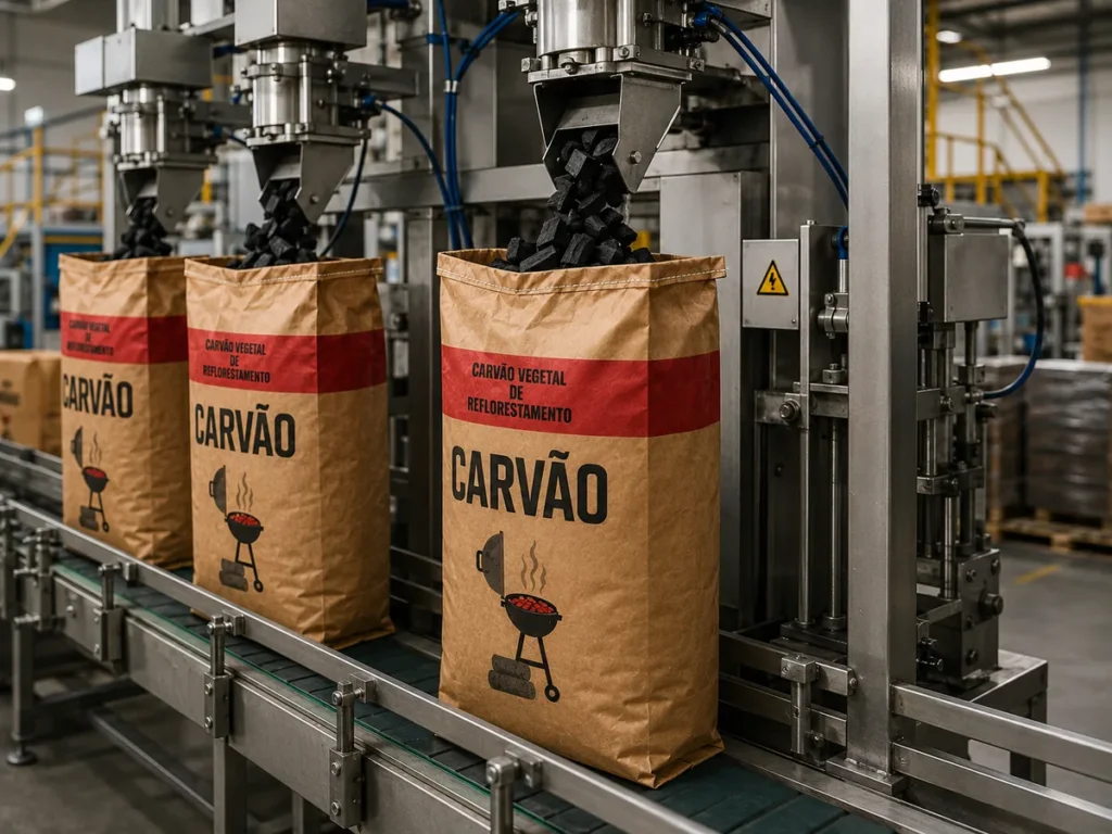 Alinhamento técnico de embalagens kraft estruturadas prontas para uso industrial.