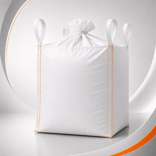 Big Bag FIBC branco para armazenamento e transporte de produtos a granel em fundo de estúdio premium.