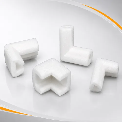 Cantoneiras de polietileno expandido (EPE) para proteção de cantos de móveis, vidros, portas e produtos durante transporte e armazenamento.