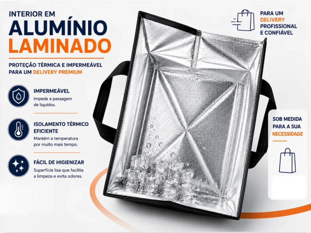Sacola térmica aberta com revestimento interno em alumínio