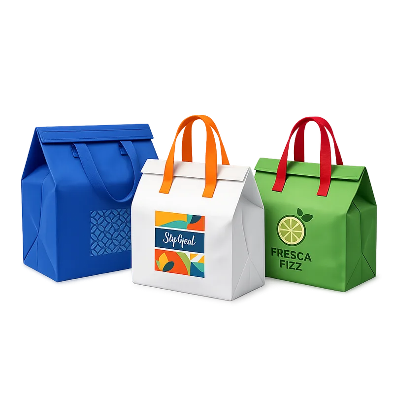 Sacolas térmicas para delivery em diferentes cores e tamanhos