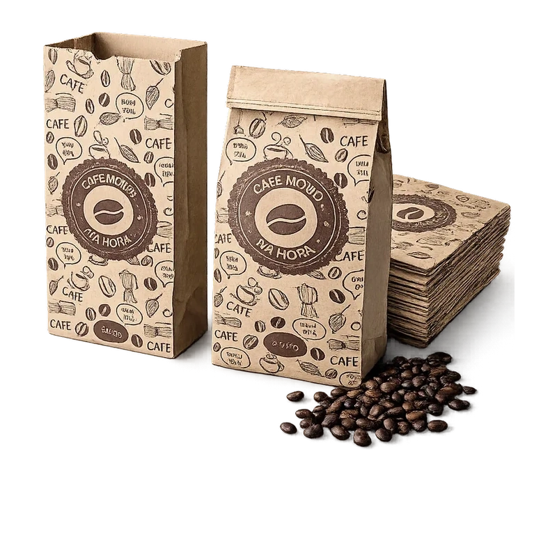 Sacos de papel kraft para café torrado e moído