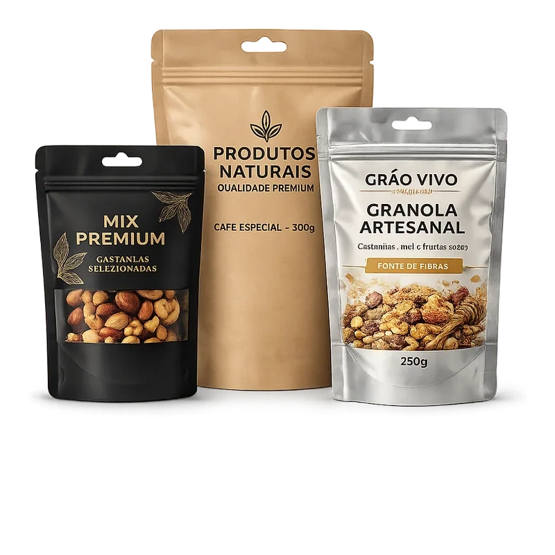 Sacos Stand Up Pouch laminados em diferentes materiais e formatos